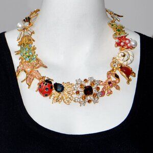 Vintage Kenneth Jay Lane KJL Gold Kaleidoscope Collar Necklace